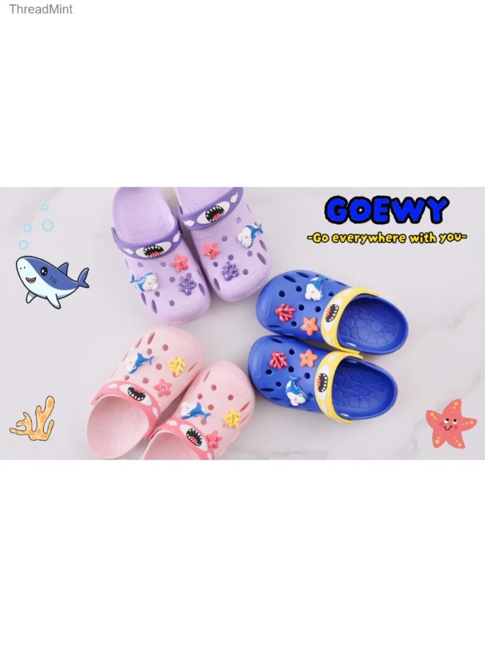 Kids Cartoon Clogs Sandals Water Shoes with Adjustable Strap EVA Non-Slip